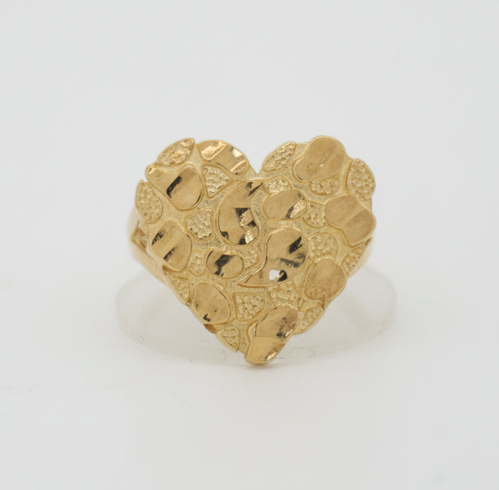 10K HEART NUGGET RING