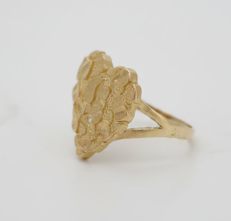 10K HEART NUGGET RING