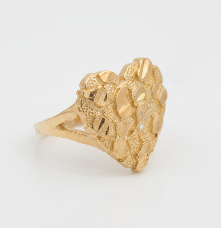 10K HEART NUGGET RING