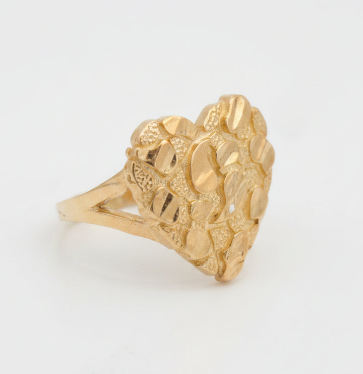 10K HEART NUGGET RING