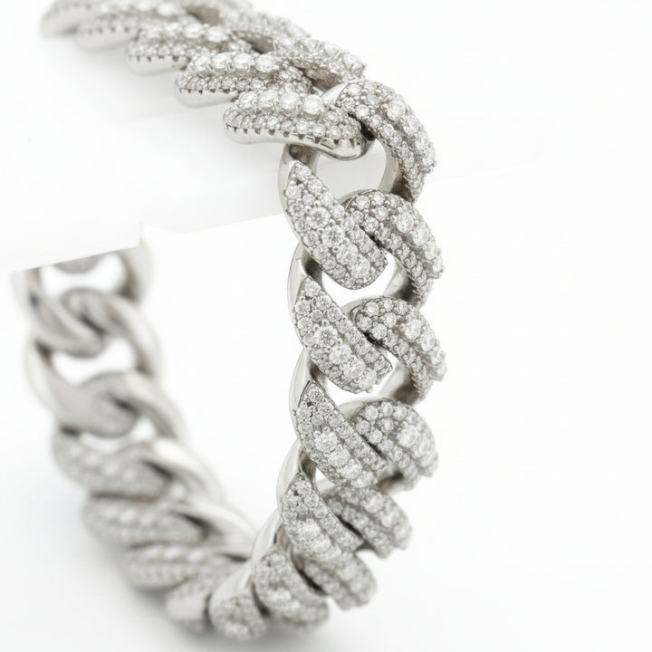 925 SILVER MOISSANITE BRACELET 8.5 INCHES 14MM