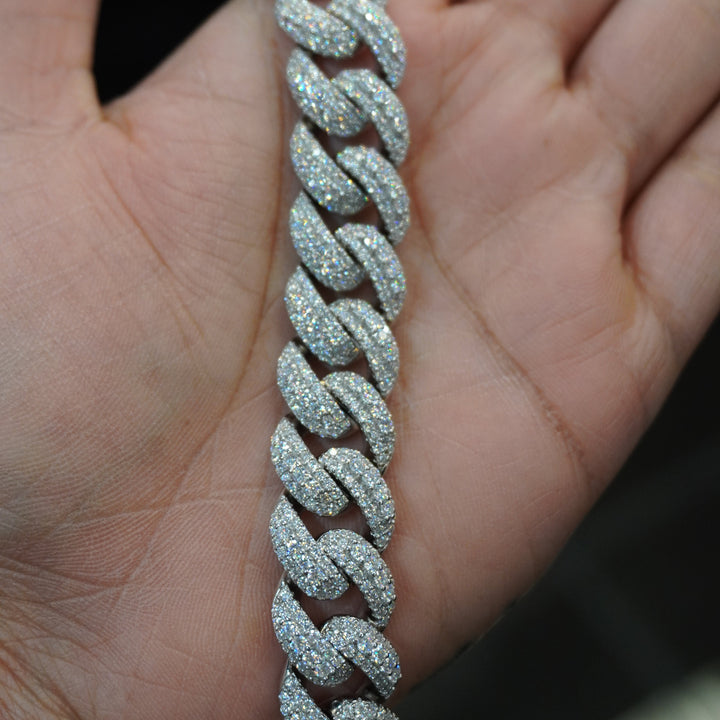 925 SILVER MOISSANITE BRACELET 8.5 INCHES 14MM