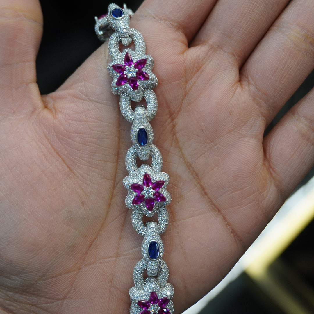 925 SILVER MOISSANITE BRACELET 9.2 INCHES 13.5MM