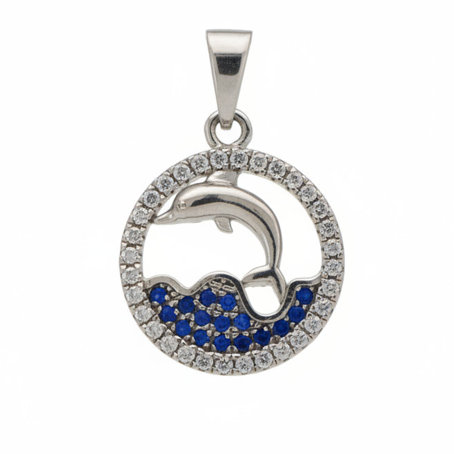 925 STERLING SILVER DOLPHIN WITH CZ PENDANT
