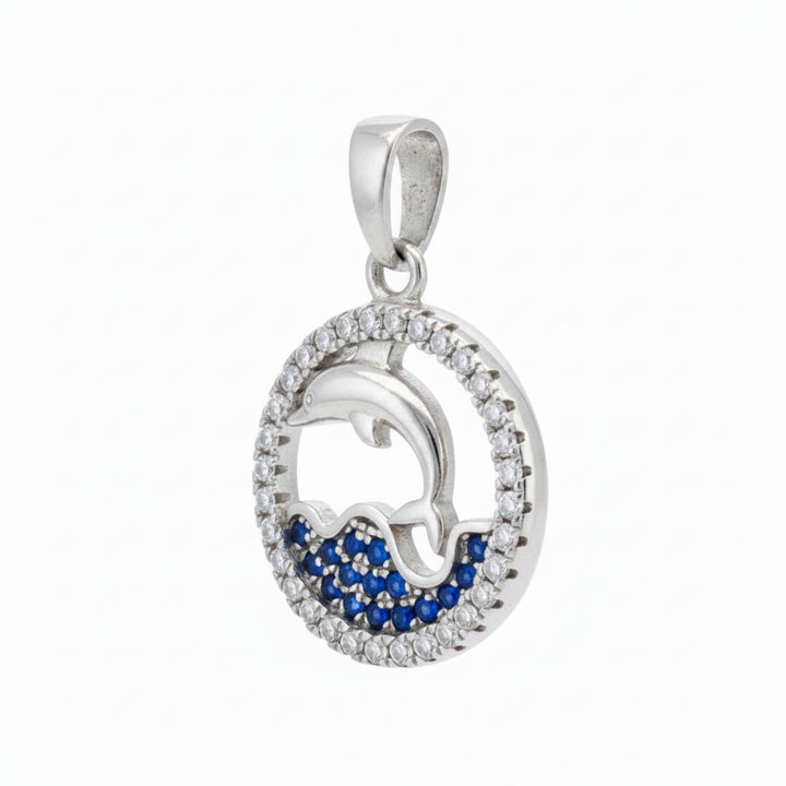925 STERLING SILVER DOLPHIN WITH CZ PENDANT