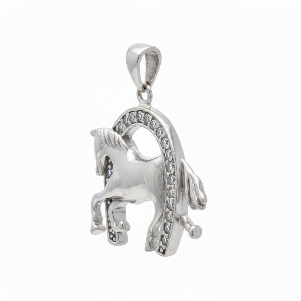 925 STERLING SILVER HORSE SHOE WITH CZ PENDANT