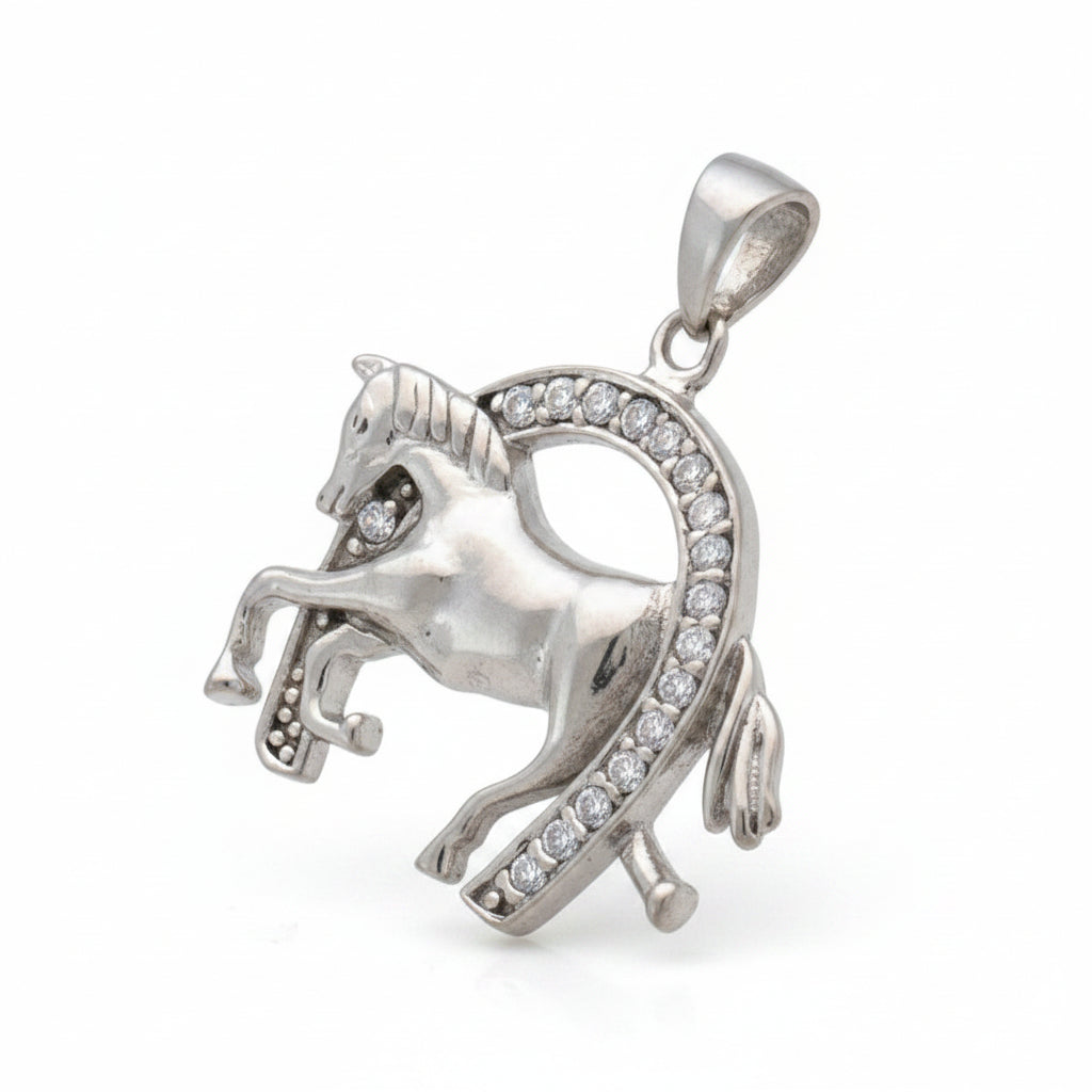 925 STERLING SILVER HORSE SHOE WITH CZ PENDANT