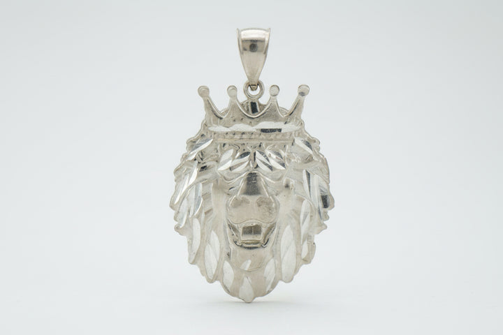 925 STERLING SILVER LION HEAD WITH A CROWN PENDANT