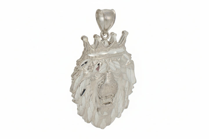 925 STERLING SILVER LION HEAD WITH A CROWN PENDANT