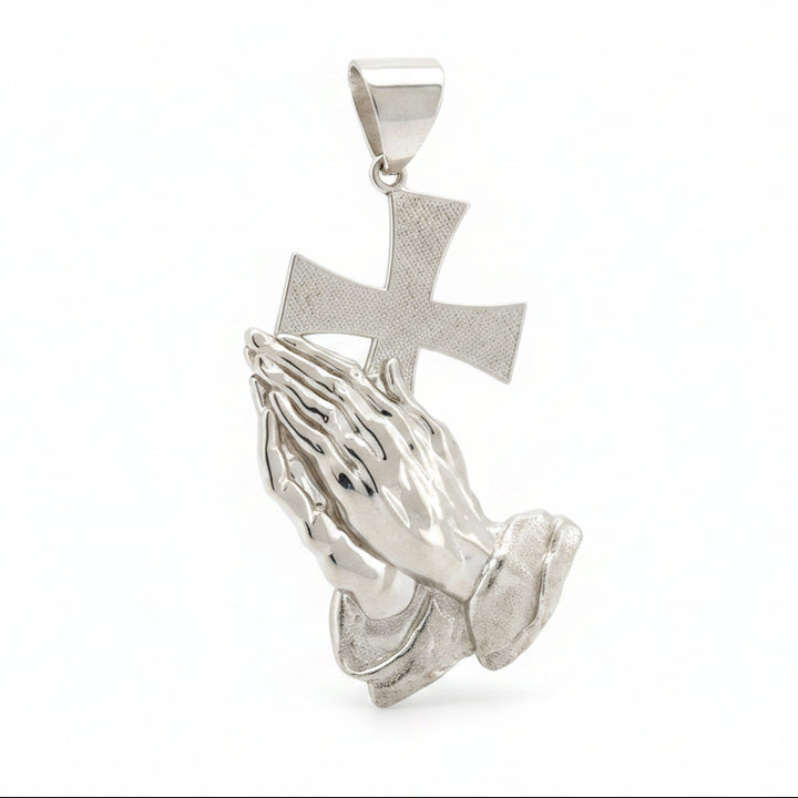 925 STERLING SILVER  PRAYING HANDS CROSS PENDANT
