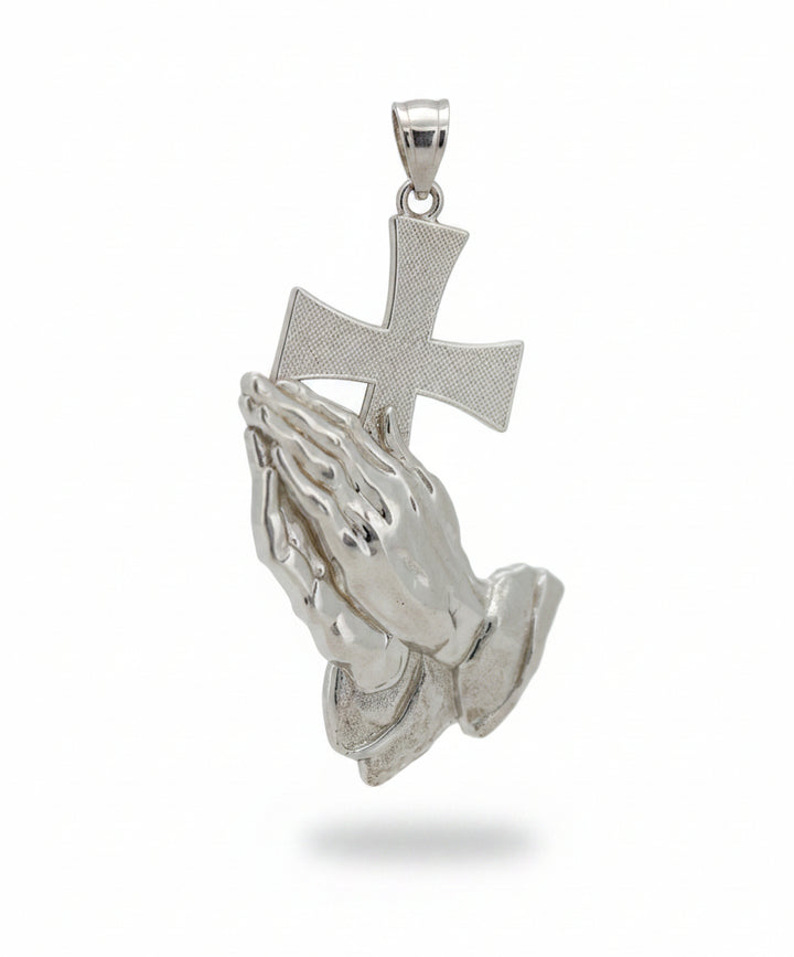 925 STERLING SILVER  PRAYING HANDS CROSS PENDANT