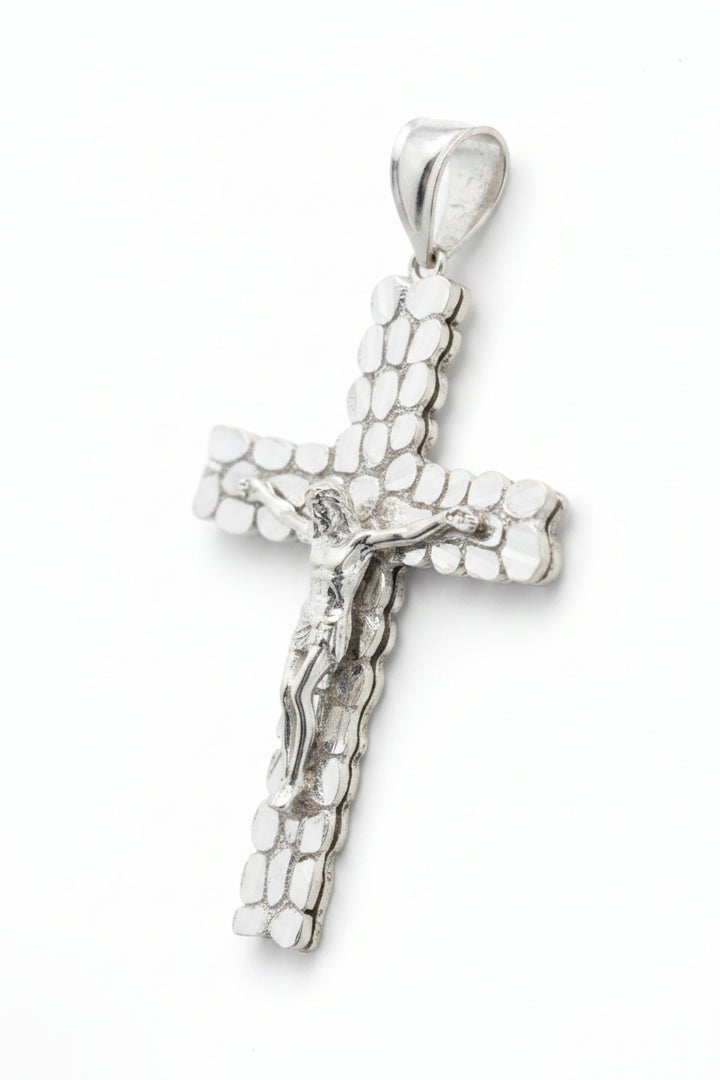 925 SILVER NUGGET CROSS WITH JESUS PENDANT