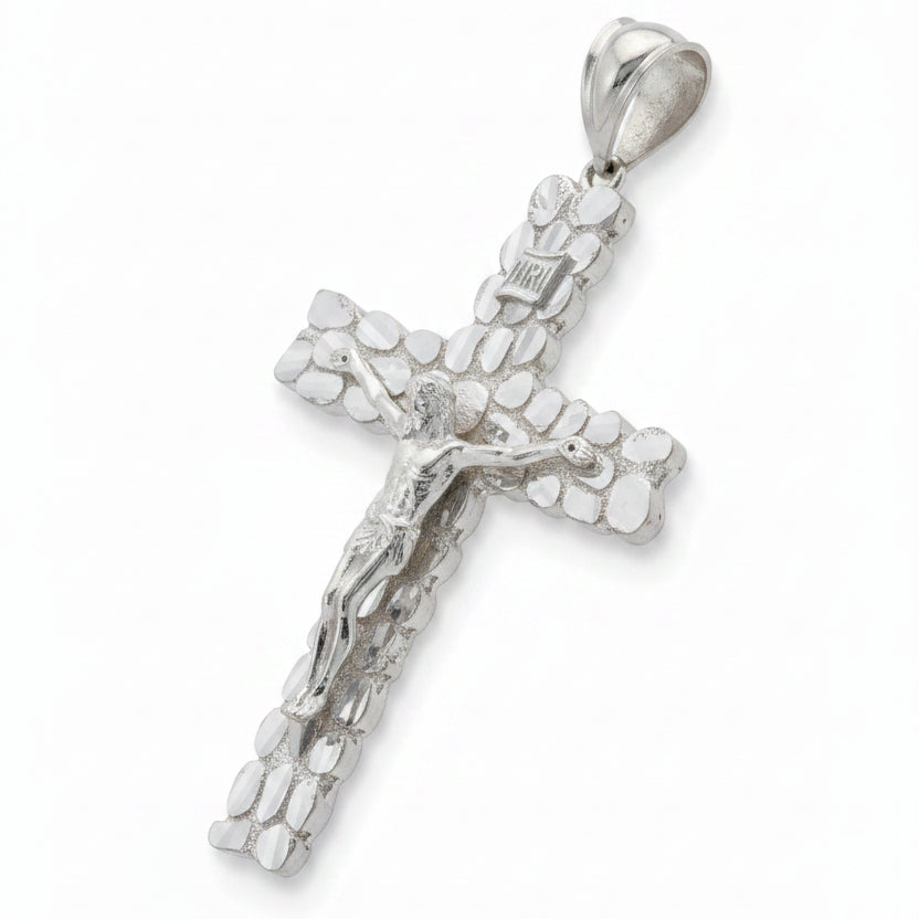 925 SILVER NUGGET CROSS WITH JESUS PENDANT