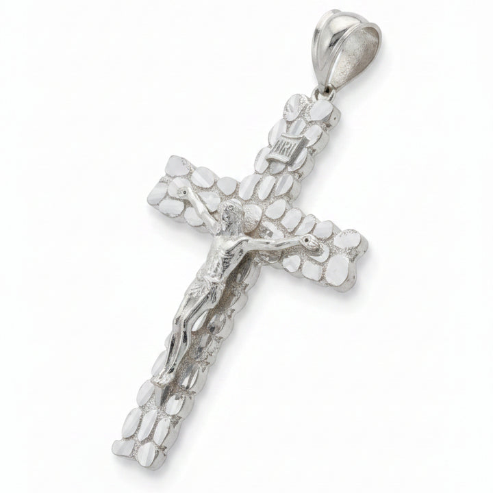 925 SILVER NUGGET CROSS WITH JESUS PENDANT