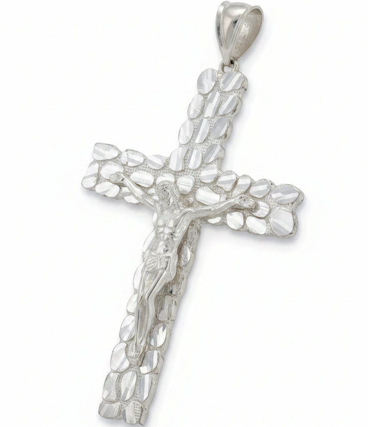 925 SILVER NUGGET CROSS WITH JESUS PENDANT