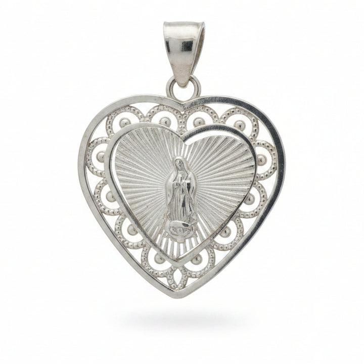 925 SILVER VIRGIN MARY HEART PENDANT