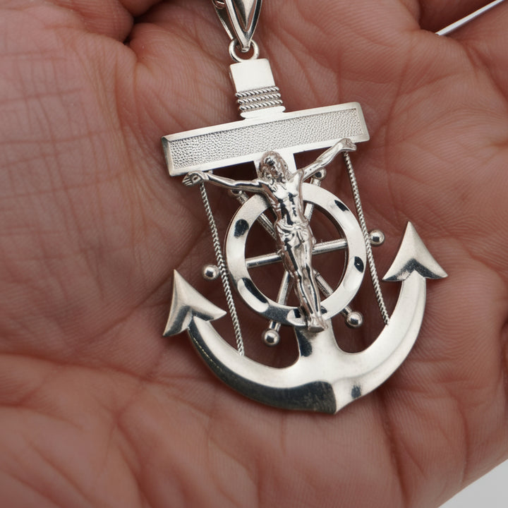 925 SILVER JESUS CHRIST ANCHOR PENDANT