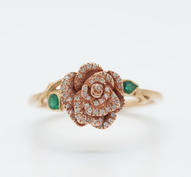 10KT Y/G 0.07CTW ROSE NATURAL DIAMOND WOMENS RING