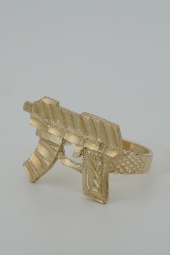 10k YELLOW GOLD GUN RING