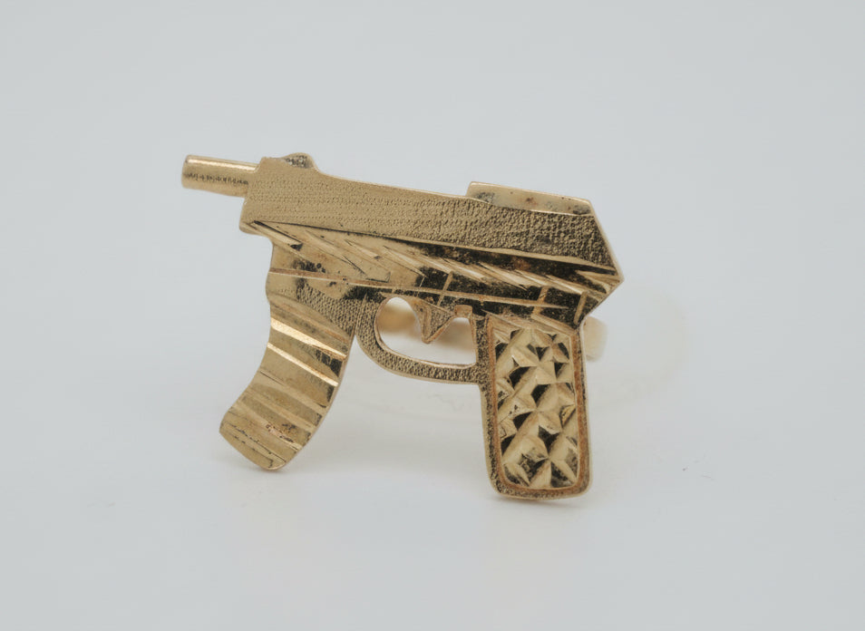 10K YELLOW GOLD GUN RING