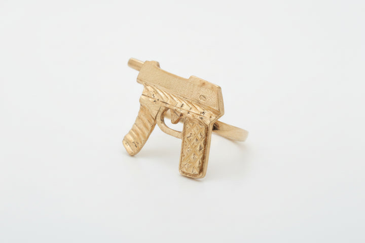 10K YELLOW GOLD GUN RING