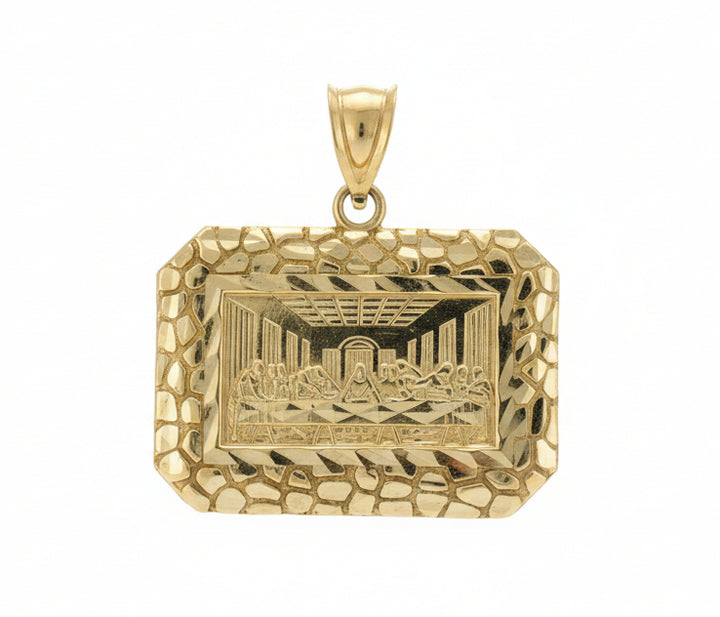 10K YELLOW GOLD LAST SUPPER WITH NUGGET DESIGN PENDANT