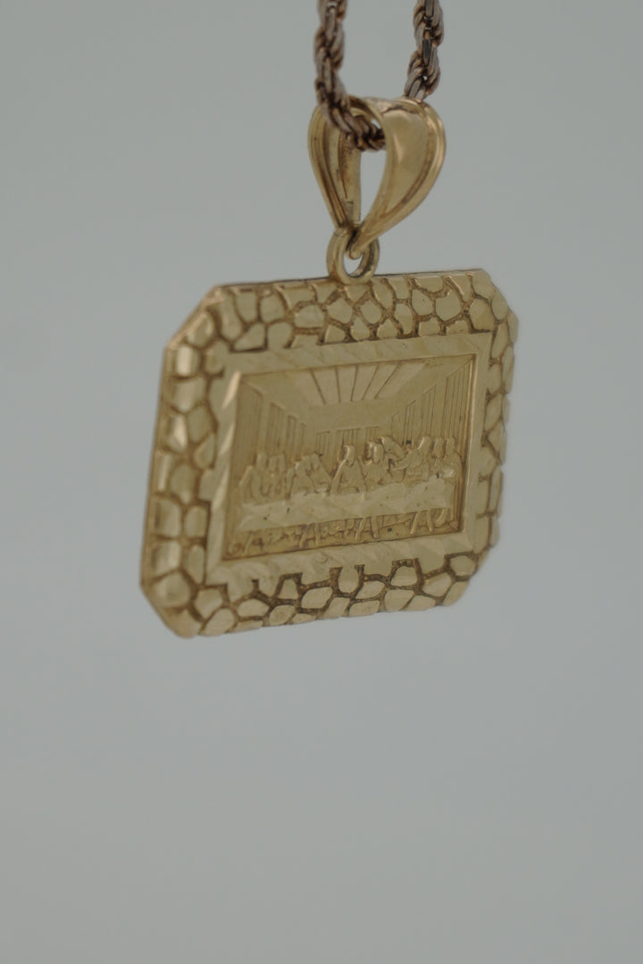 10K YELLOW GOLD LAST SUPPER WITH NUGGET DESIGN PENDANT