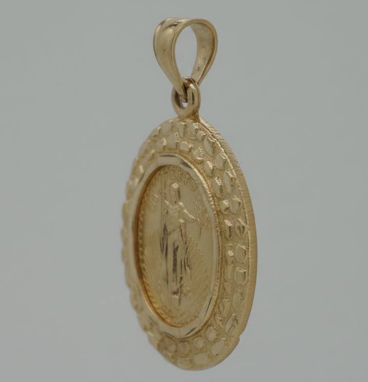 10K YELLOW GOLD LIBERTY WITH NUGGET DESIGN PENDANT