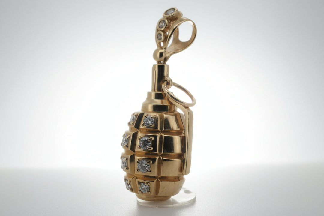10K YELLOW GOLD GRENADE PENDANT WITH CZ