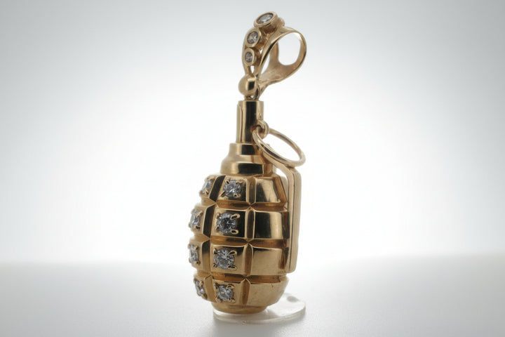 10K YELLOW GOLD GRENADE PENDANT WITH CZ