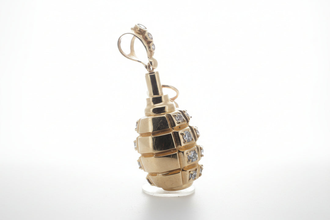 10K YELLOW GOLD GRENADE PENDANT WITH CZ