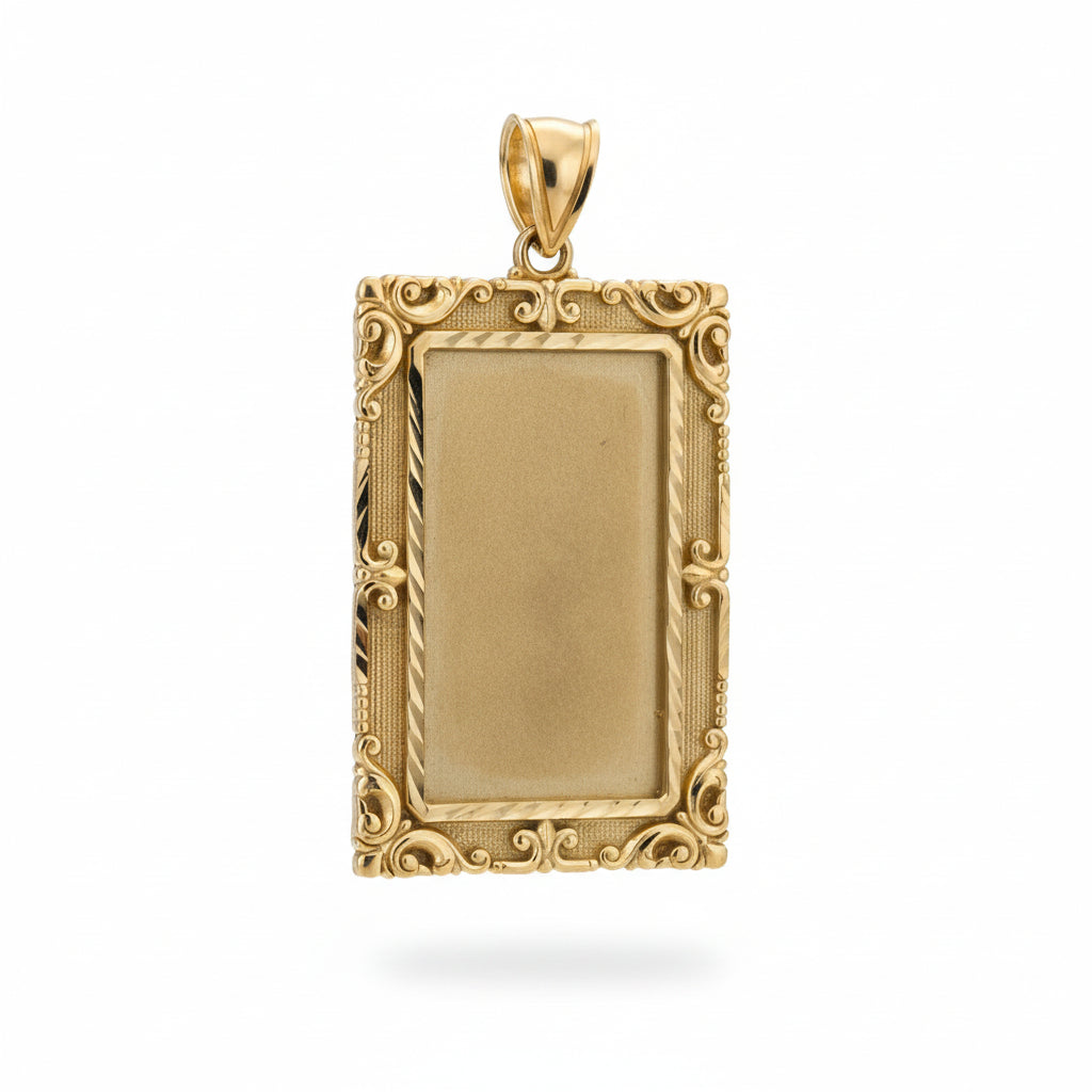 10K YELLOW RECTANGLE PICTURE  PENDANT