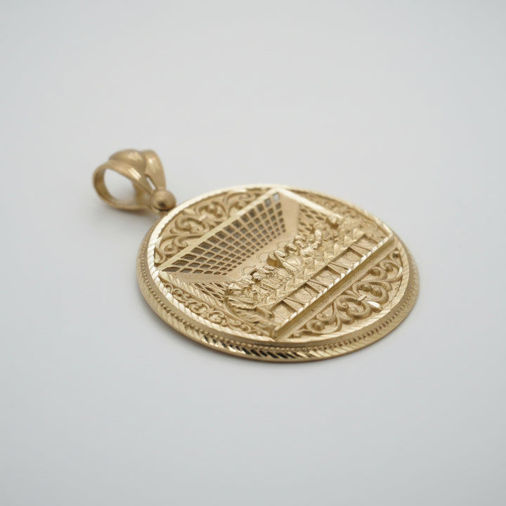 10K YELLOW GOLD CIRCLE LAST SUPPER  PENDANT
