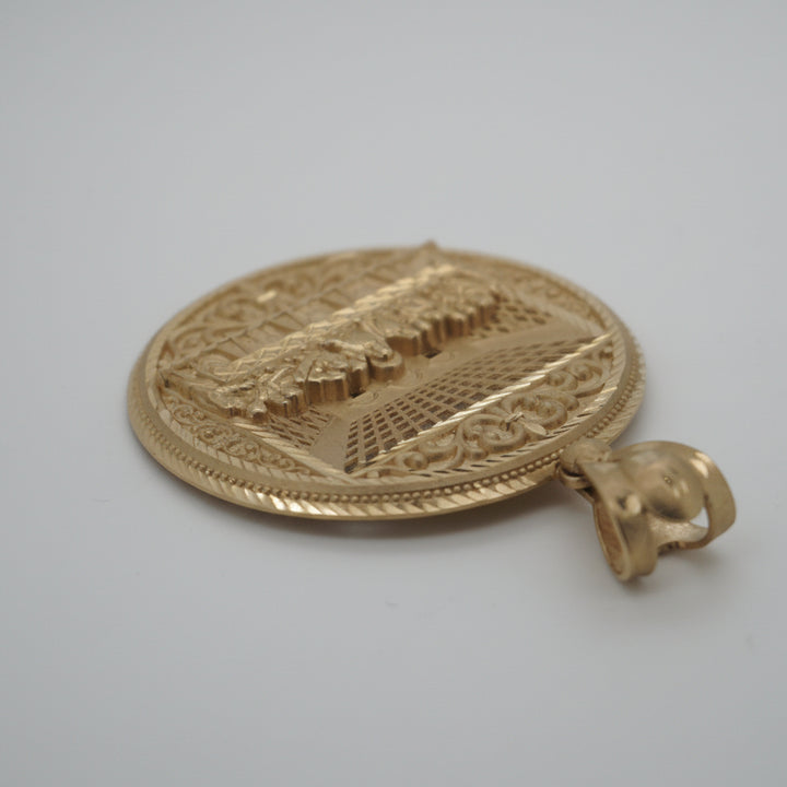 10K YELLOW GOLD CIRCLE LAST SUPPER  PENDANT