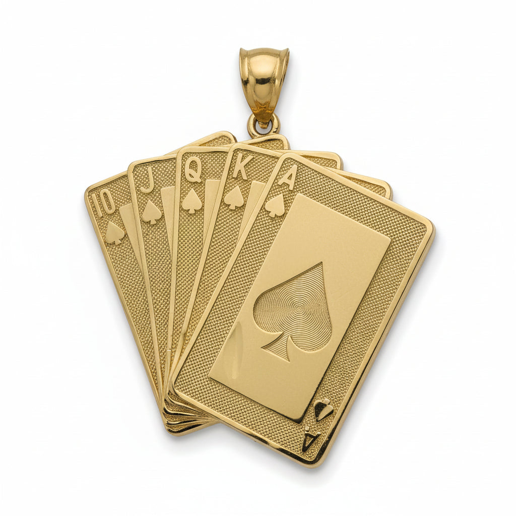 10K YELLOW GOLD PLAYING CARDS  PENDANT