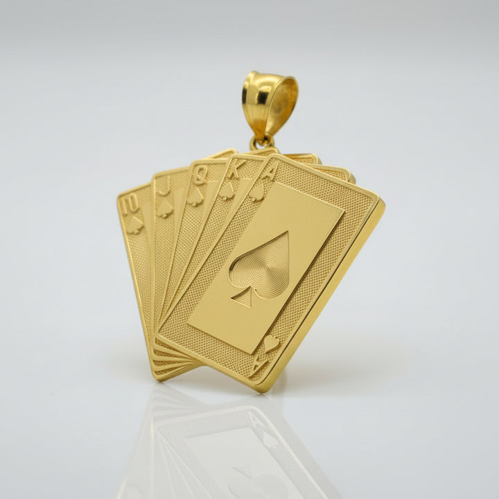 10K YELLOW GOLD PLAYING CARDS  PENDANT