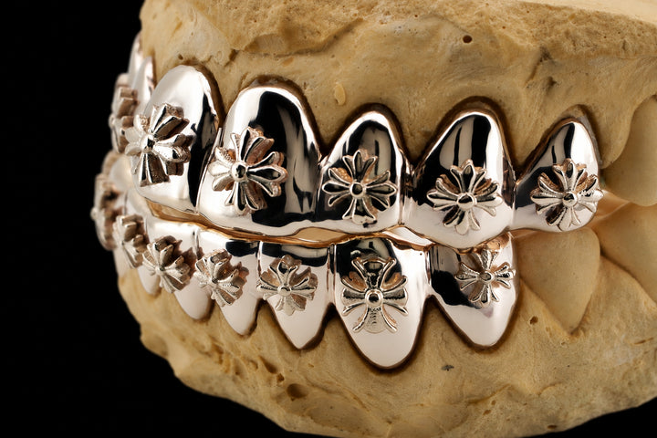 10K GOLD CHROME CROSS GRILLZ
