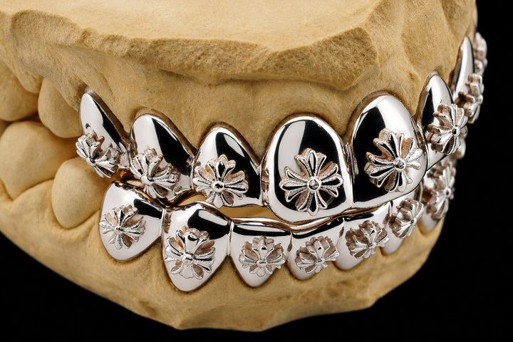 10K GOLD CHROME CROSS GRILLZ