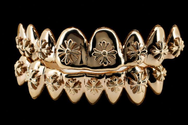 10K GOLD CHROME CROSS GRILLZ