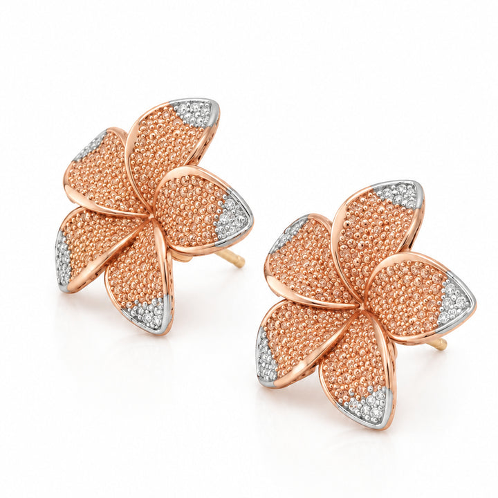 10K ROSE AND WHITE GOLD FLOWER EARRINGS