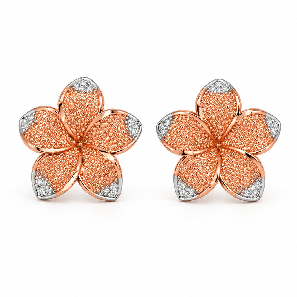 10K ROSE AND WHITE GOLD FLOWER EARRINGS