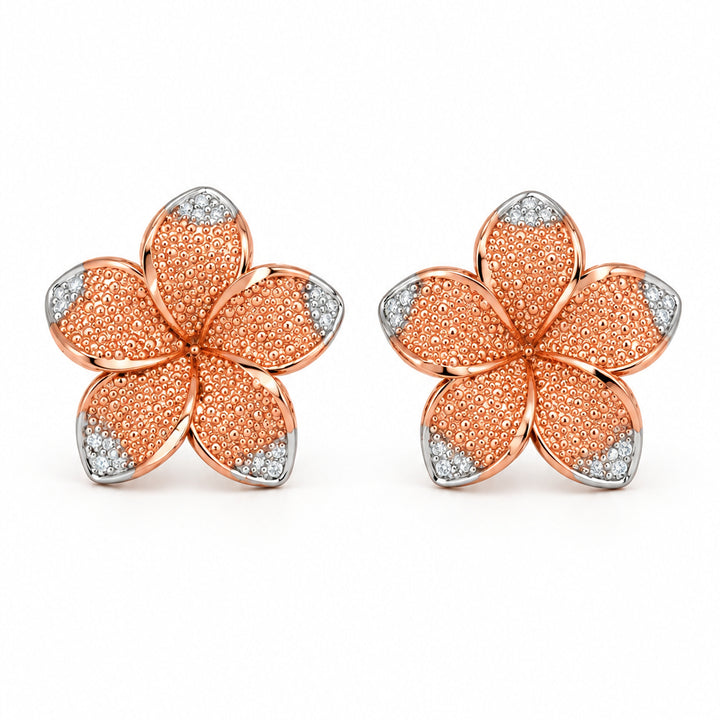 10K ROSE AND WHITE GOLD FLOWER EARRINGS