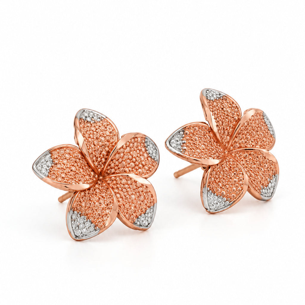 10K ROSE AND WHITE GOLD FLOWER EARRINGS