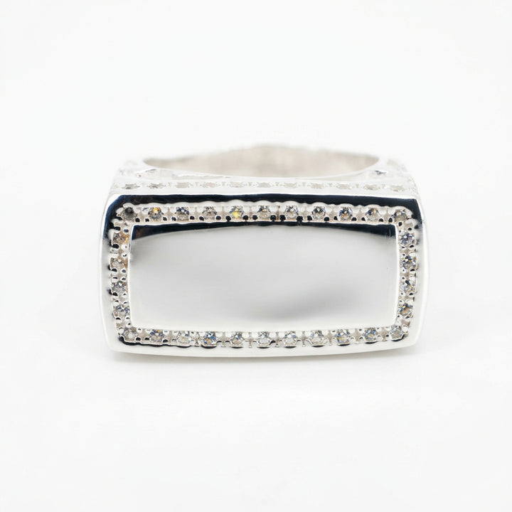 925 STERLING SILVER ID NUGGET MEN'S CZ RING