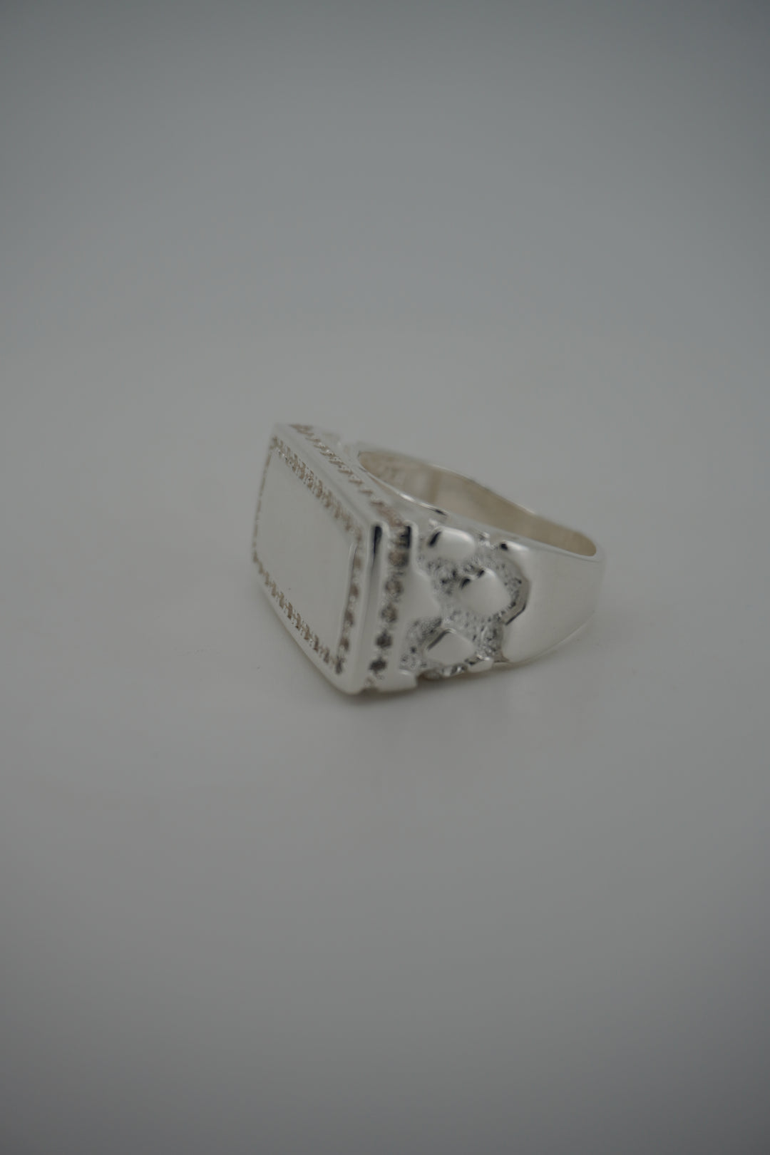 925 STERLING SILVER ID NUGGET MEN'S CZ RING
