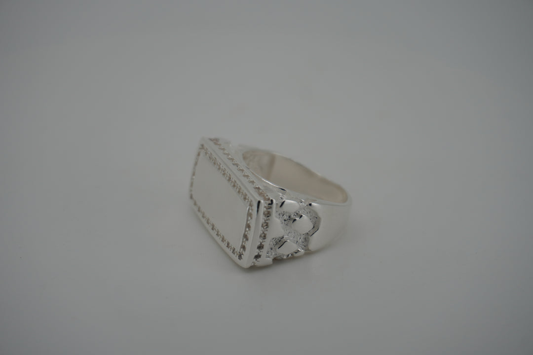 925 STERLING SILVER ID NUGGET MEN'S CZ RING