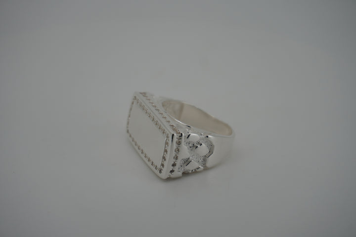 925 STERLING SILVER ID NUGGET MEN'S CZ RING
