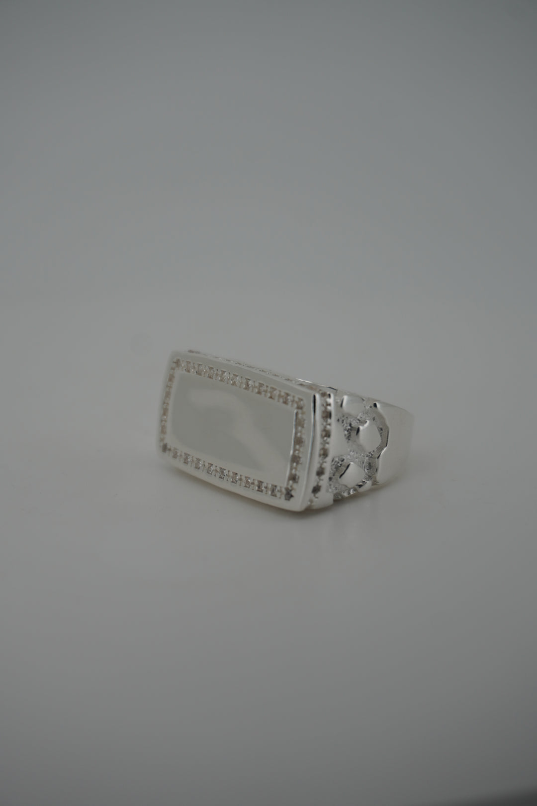 925 STERLING SILVER ID NUGGET MEN'S CZ RING