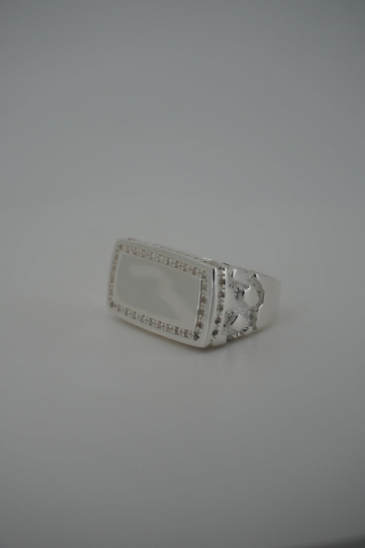 925 STERLING SILVER ID NUGGET MEN'S CZ RING