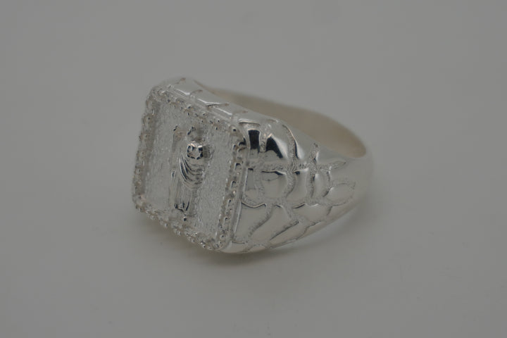 925 STERLING SILVER SAINT JUDE NUGGET MEN'S CZ RING